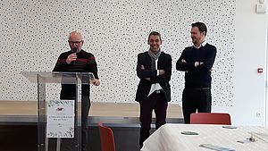 (de gauche à droite) Patrick LOT, adjoint à Mont-Saint-Martin  -  Lionel BOUDART, maire de Baslieux et élu référent de la TVB  -  Julien SCHMITZ, directeur de l'Agape
