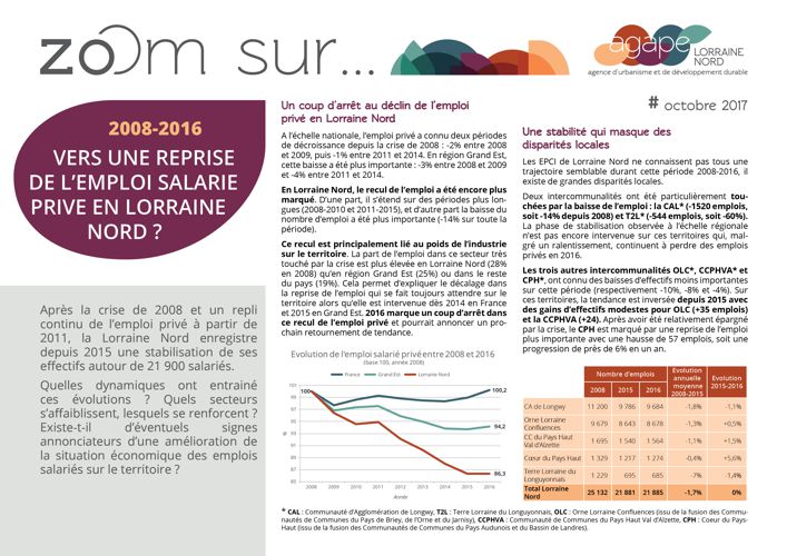 Publication du nouveau Zoom sur... Vers une reprise de l'emploi salarié privé en Lorraine Nord ?